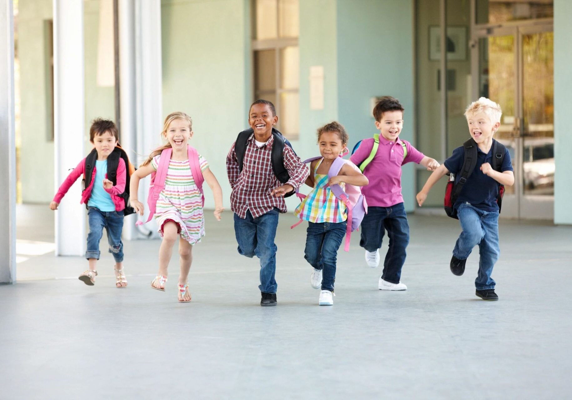 elementary kids running